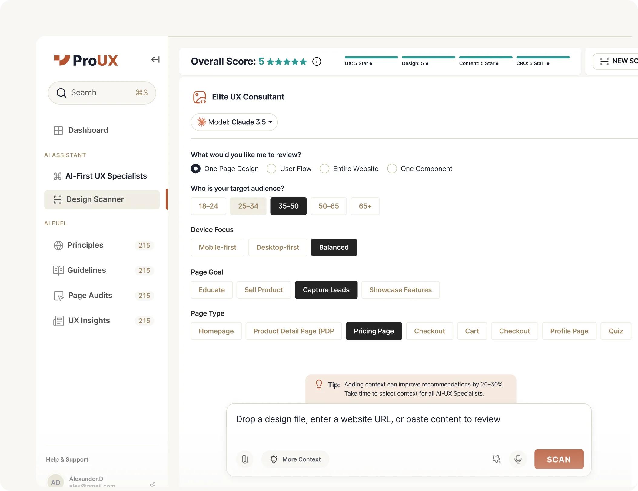 AI-Powered Design Scanner Interface