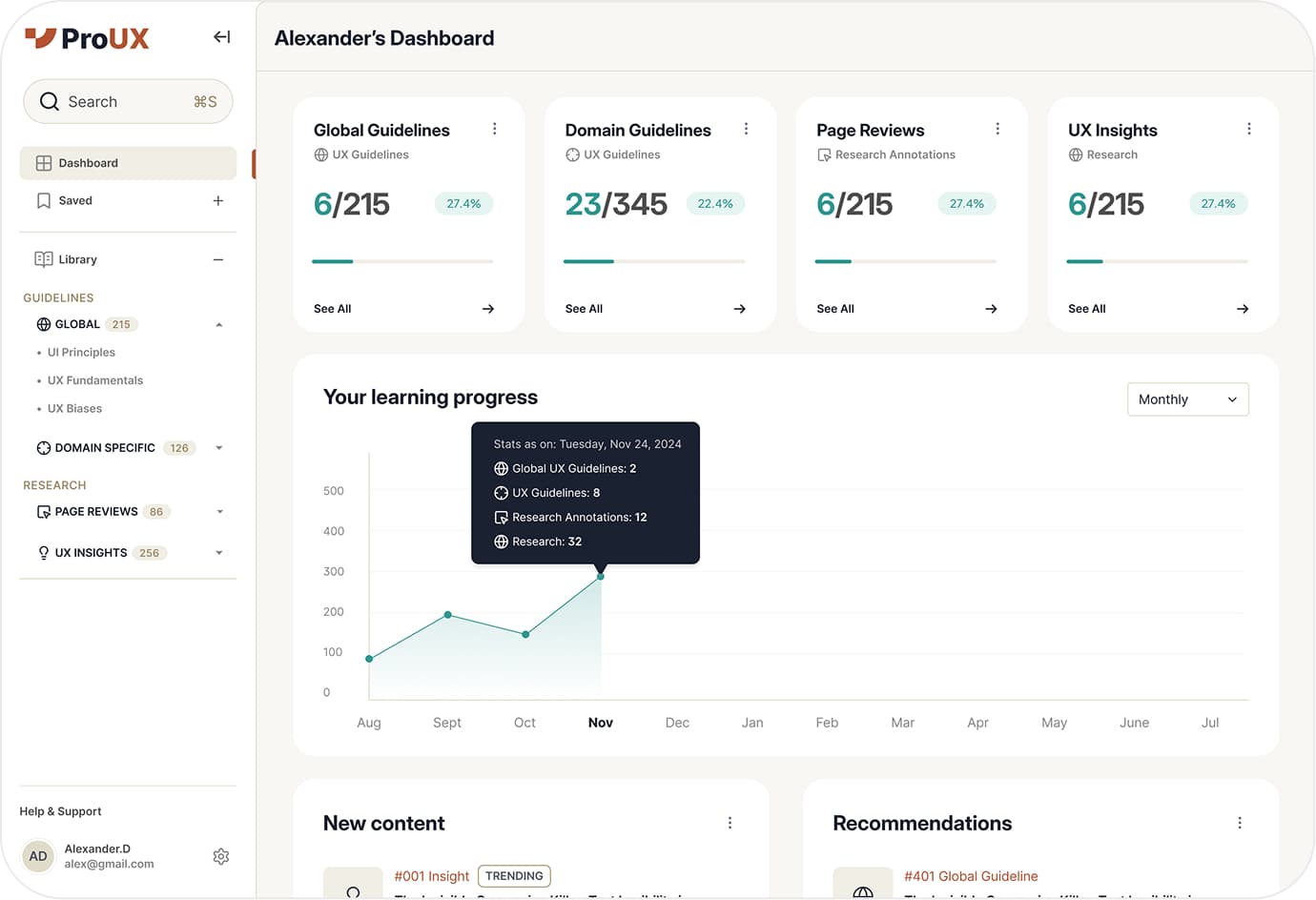 Learning Dashboard